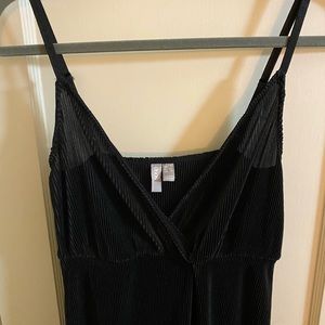 Black ASOS ribbed slip dress.